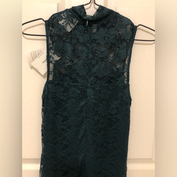 Lace Emerald Green Sleeveless Turtleneck Cocktail Party Dress (New) - Picture 2 of 8